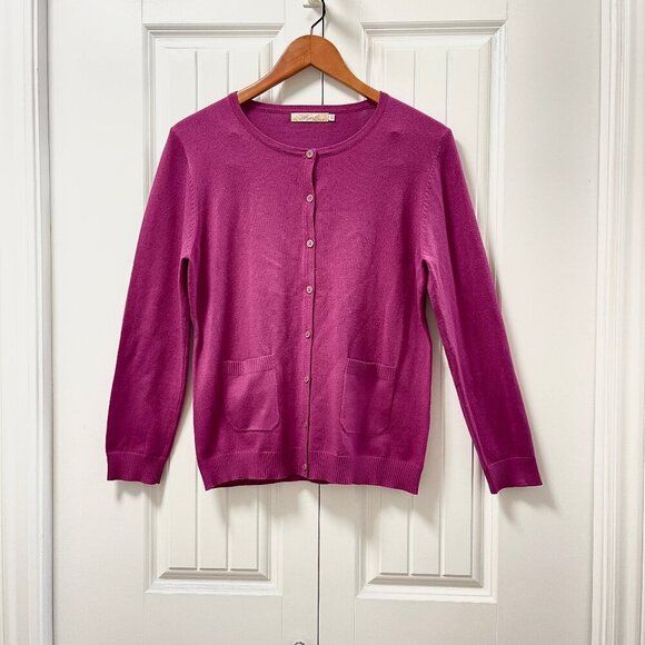 Vintage Wool Blend Button Cardigan Magenta - Picture 1 of 10